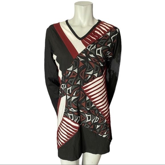 Leopards & Roses V Neck Patterned Tunic Small - Picture 1 of 3